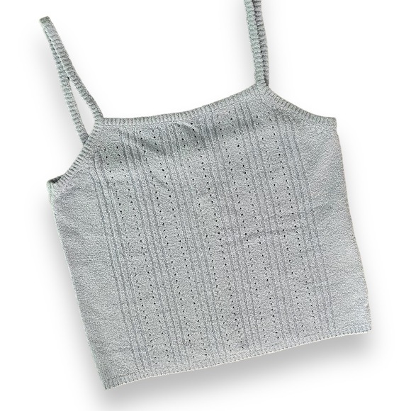 Vintage Boho Pastel Blue Knit Cropped Camisole - Picture 4 of 6